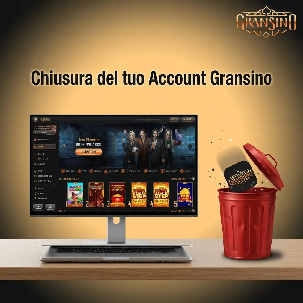 Guida alla chiusura account Gransino: passaggi per autoesclusione, pausa dal gioco o chiusura definitiva.
