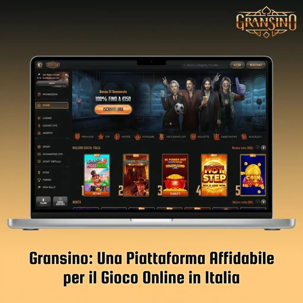 Gransino piattaforma casinò online italiana: scommesse sportive, sicurezza SSL e app mobile Android iOS