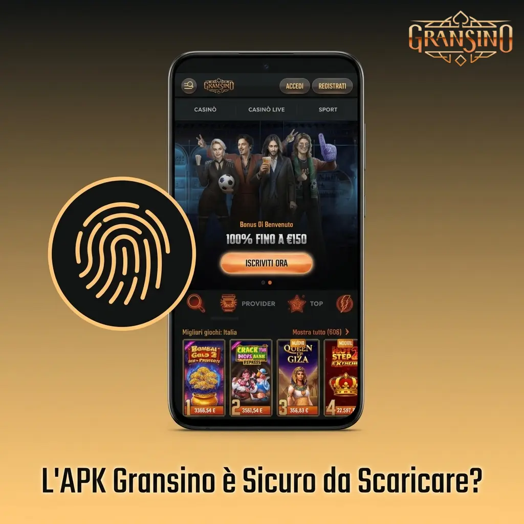App Gransino APK sicura con licenza Curaçao eGaming e crittografia SSL 256 bit per proteggere dati e transazioni