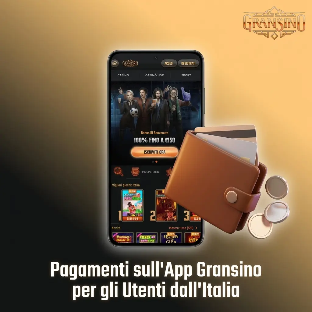 Metodi di pagamento app Gransino per utenti italiani: carte, bonifico, e-wallet e criptovalute